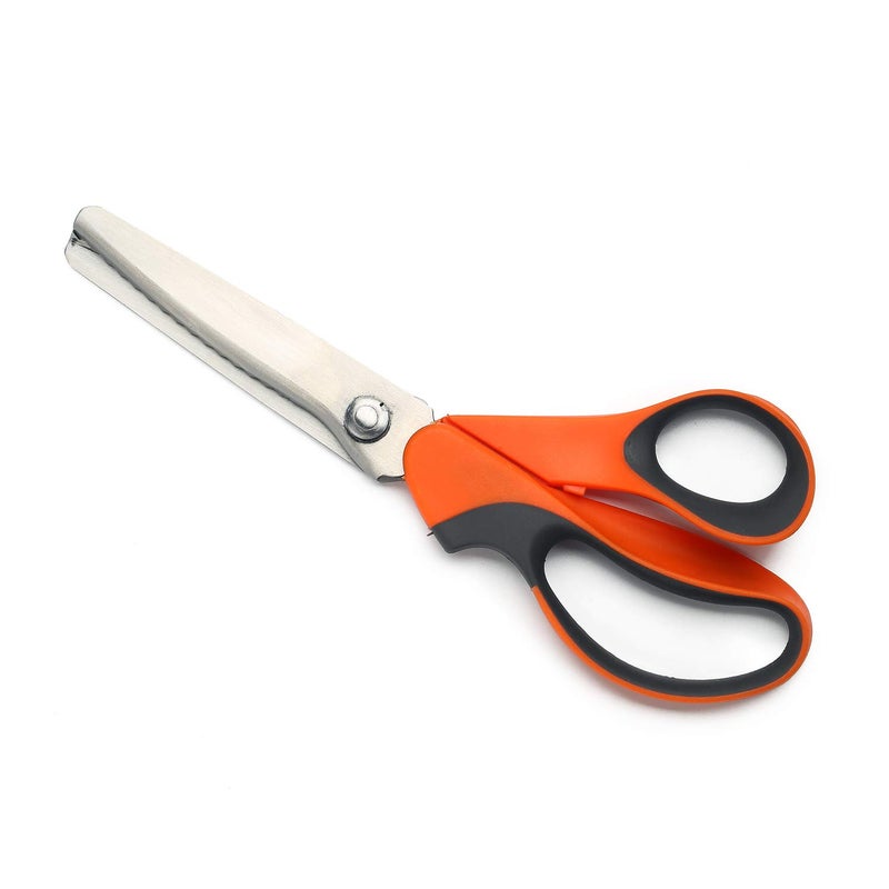 BlueSnail Stainless Steel Pinking Shears Comfort Grip Handled Professional Fabric Crafts Dressmaking Zig Zag Cut Scissors Sewing Scissors (Serrated, Orange) - Image 2